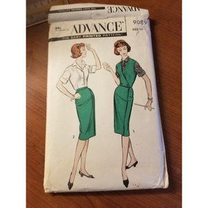 VINTAGE 1965 ADVANCE MISSES' SEPARATES SKIRT & BLOUSE  PATTERN 9089 SIZE 14